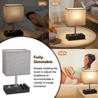 Fully Dimmable Table Lamp Bedside Lamp With 2 Usb Ports 2 Outlets 2 Phone Stands