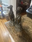 Pair Two  2  Whippet Spelter Dog Statue Art Deco Dog Figurines Bookend Greyhound