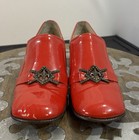 Vintage Red Patent Leather Mod Shoes Gothic Witchy Statement Heels 7