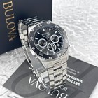 Bulova Men s Marine Star 98b401 Black Dial Chronograph Quartz Watch 41 5mm