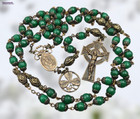 St Patrick  St Bridget  Shamrock Celtic Solid Bronze Heirloom Rosary  green Jade