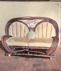 Vintage Bentwood Willow Loveseat Sofa Rustic Upholstered Cushions