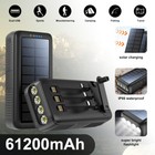 61200mah Portable Solar Power Bank Lcd Led 2 Usb External Battery Phone Charger