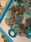 Vintage Jewelry Art Floral Collage Framed