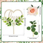 6pc Rustic Wedding Cake Topper Set     Heart   Rose Decorations For Parties
