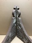 Pair Antique Large Wood 28x31 Corbels Shabby Chic Gingerbread Vtg Old 1199-26b