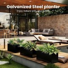 36x12x16  Galvanized Steel Planter Black Rectangular Planters For Outdoor Garden