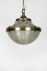 Antique Vintage Art Deco Brass   Glass Ship Ceiling Fixture Hanging Light Lamp