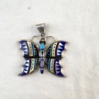 Zuni Multi-stone Inlay Butterfly Pendant