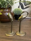 Pair Of Vintage Pwf Brass Heron Crane Stork Bird Figurines 5 5      6 5    Tall Mcm