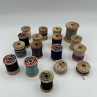 Lot Of 17 Vintage Wooden Sewing Thread Spools For Crafts Assorted Sizes