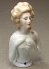 Antique Germany Porcelain Half Doll pin Cushion Lady Marked M Or W  3  Tall