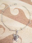 Silver Turtle Ankle Bracelet Anklet Dangling Filigree Charm Beach Beaded Jewelry