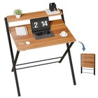 2-tier Small Folding Computer Desk With Shelf space Saving portable Laptop Table