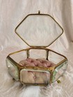 Vtg Antique Victorian French Beveled Glass Ormolu Jewelry Box Casket  7 5  X4 5 