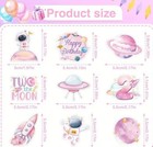 18 Pcs Two Moon Cupcake Toppers Pink Space Birthday Girls Rocket Planet Picks