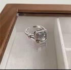925 Sterling Silver Unique Square Stone Finger Open Vintage Ring
