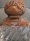 Antique Ormolu   Cut Glass Inkwell Art Nouveau Bronze Floral  Design
