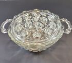 Vtg Clear Glass 16 Hole Flower Frog   Vase Scalloped Edge With Handles 3  Tall