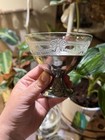 Set Of 4 Vintage 1930s Etched Clear Depression Glass Dessert Glasses Silver Base
