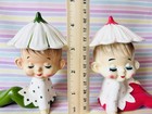 Kitsch Vintage Pixie Elf Flower Girl Twin Japan Anthropomorphic Mcm Dot Ceramic