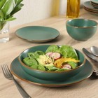 16 Piece Plates And Bowls Dishes Stoneware Ceramic Dinnerware Set - Green