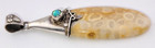 Eye Catching Black Opal Fossilized Coral Sterling Silver 2 75  Pendant Fossil