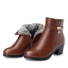 Fashion Soft Leather Women Ankle Boots High Heels Zipper Shoes Warm Winter Boots
