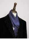 Mens 100  Silk Scarf Vintage Blue Polka Dot Double Layer Long Neckerchief