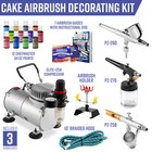 Cake Airbrush Decorating Kit - 3 Airbrushes  Compressor And 12 Chefmaster Colors