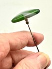 Antique Hatpin Swirling Greens   Whites Upon Stylish Triangle Artful Glass