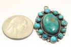 Vintage Navajo Sterling Silver Old Pawn Turquoise Cluster Pendant 