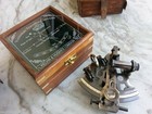 Antique Collectible Nautical Brass Working German Marine Sextant W  Wooden Box