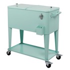 80qt Rolling Outdoor Patio Cooler Cart On Wheels Portable Ice Chest With Shelf