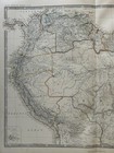 1876 Brazil Colombia Venezuela Peru Ecuador Large Hand Coloured Antique Map