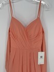 New Barbaroni Papaya Spaghetti Strap Ruched V-neck Formal Bridesmaid Dress 14