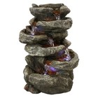 15  6-tier Tabletop Water Fountain With Led Lights  Stone Falls By Sunnydaze