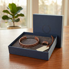 Antique Flower Copper Bracelet Ring Set Vintage Magnetic Cuff Bangle Gift