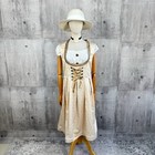 Amisu Champagne Gold Long Dirndl Dress Jacquard Lace-up Blouse Oktoberfest 