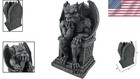 Handmade Thinker Medieval Gargoyle Statue In Antique Gray - Unique Decor