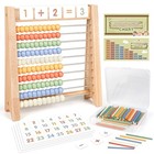 Wooden Abacus For Kids - 100 Counting Sticks   112 Math Cards  Educational Toy F