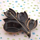 Vintage Copper Yellow Chartreuse Green Enamel Flower Pin Brooch