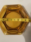 Vintage Mid-century Hexagonal Amber Glass Ashtray Large 9 Inch