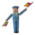 Antique Folk Art Whirligig Semaphore Maritime Signalman - Carved Wood Sailor