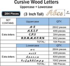 3 Inch 284 Pieces Wooden Letters Unfinished Wood Letters For Crafts Cursive A   