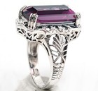 10ct Natural Alexandrite 925 Solid Sterling Silver Nouveau Style Ring Sz 6  