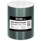 100 Pack Ritek Pro Cd-r 52x 700mb White Inkjet Hub Printable Blank Media Disc