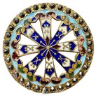 Late 1800   s Antique Champleve Cloisonn   French Enamel Button Cut Steel Accents