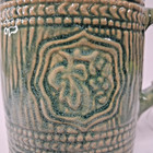 Vintage Mccoy Pottery Green Grape Mug     Embossed Grape Motif  Stoneware  1920s A