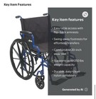 Drive Medical Blue Streak Manual Wheelchair     20    Seat     Blue